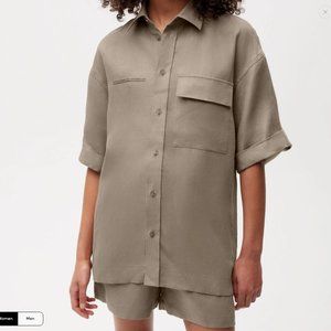 Aloe Linen Short Sleeve Shirt - Mushroom